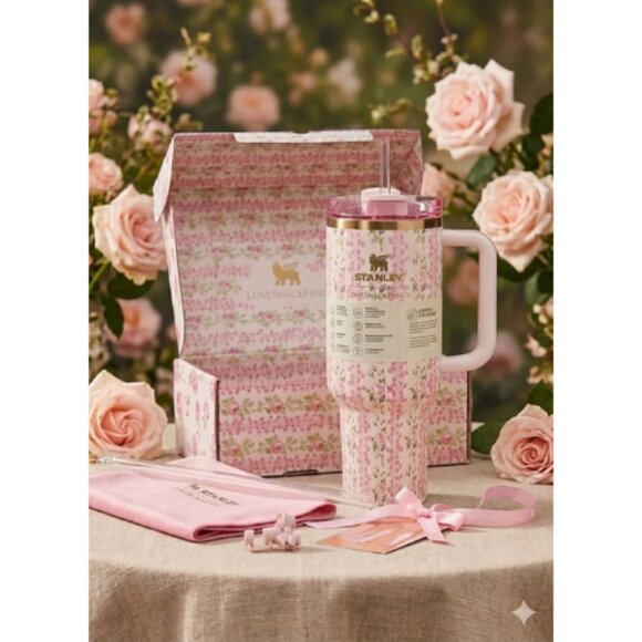 Stanley Floral Print Quencher H2.0 Insulated Tumbler (40 OZ  STANLEY FLORAL PINK 40 OZ TUMBLER    New